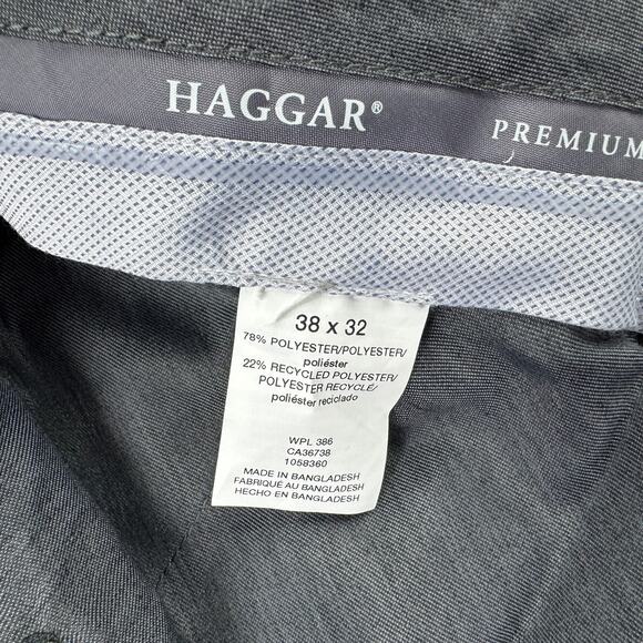 Haggar Mens Premium Comfort Slim Fit Stretch Dress Pants Gray 38x32 - Picture 4 of 4